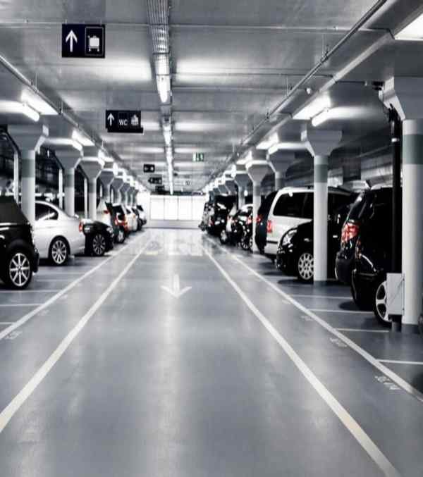 Three car parking spaces available at DLF Artbour, showcasing a new car parking bay design.